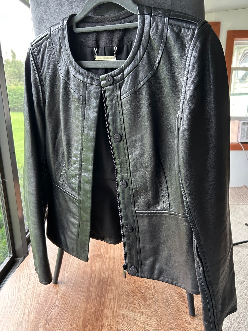 RARE DVF Women's Tailored Leather Button and Zip Up Jacket or Blazer